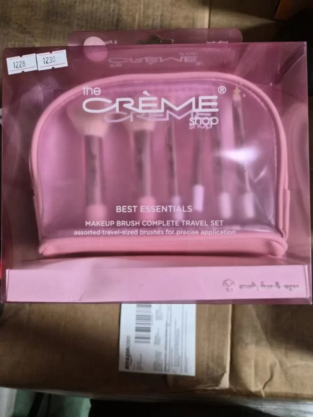 The Creme Shop Makeup Brush Travel Set with Bag, 6Ct., Pink